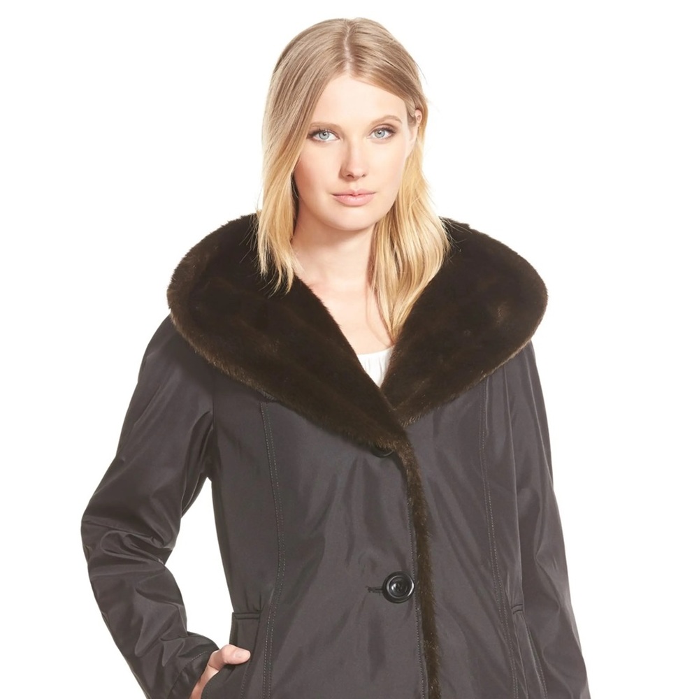 New Gallery Faux Fur-Trim Storm Coat